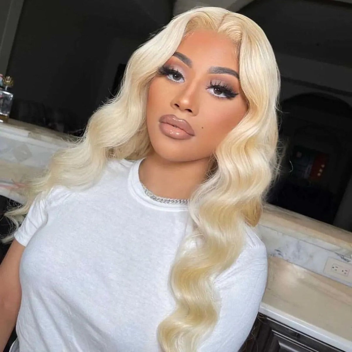 Blonde 613 Body Wave 4X4 Glueless Lace Closure Wig